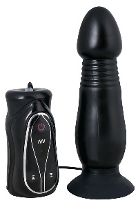 Zwarte anaal plug vibrator met zuignap