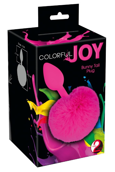 Kleurrijke joy bunny-staart butplug - afbeelding 2